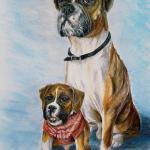 Dexter Arbutina, Double portrait - as a puppy and as a grown up big guy. Pastel, 2017