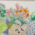 A clownfish is well at home in this coral and undersea mural for a swimmer's room. 
©2001 Kristen Muench
photo by David A. Harvey