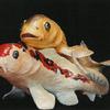 Koi Swimming (#1194 & #1294)
approx 28"h x 30"w x 42"long
©1994 Kristen Muench
Photo by KM