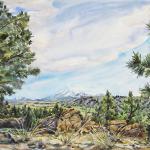 Pikes Peak from Castlewood Canyon
Summer 2016, Castlewood Canyon State Park, CO
watercolor by Kristen Muench
22" x 30" 