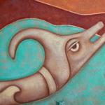 Detail of Mimbres style water serpent painted on outdoor patio area. Marana, AZ
©2011 Kristen Muench