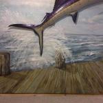 Sailfish in Ocean with Dock Mural (detail of splash)
8'h x 13'w Private Home, Parker, CO
August, 1024
Photo by KM 