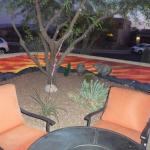 Low retaining wall in Marana, Az with bright sunset and javelina grazing. 35'w x 31"h Tucson, AZ 2017 Photo by KM