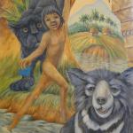 Detail of Baloo, Mowgli and Bagheera